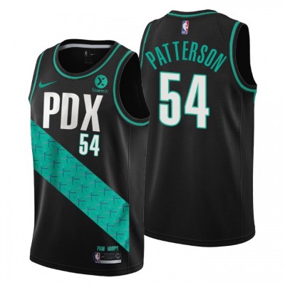 Nike Portland Trail Blazers #54 Patrick Patterson Men's 2022-23 City Edition NBA Jersey - Cherry Blossom Black Men's